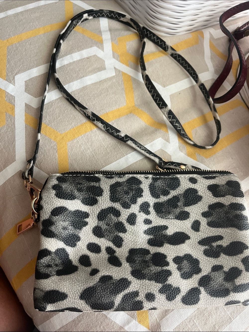 Leopard-Print Crossbody Bag in Black and White